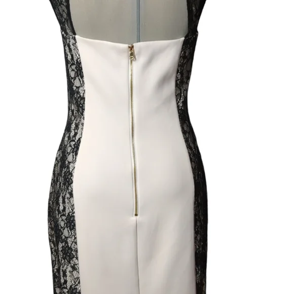 GUESS Gorgeous Ivory black lace elegant cocktail dress Size 12 - Picture 7 of 13